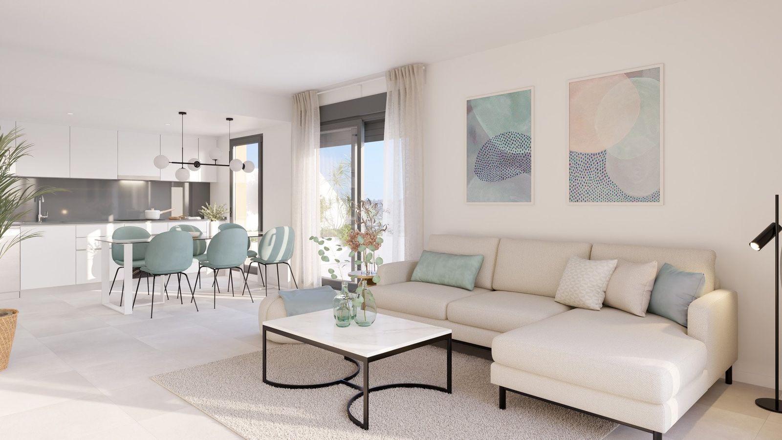 04 modern living room dining view